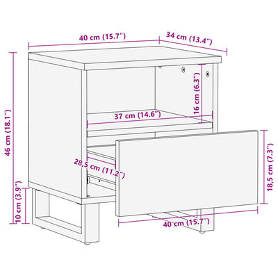 vidaXL Nočna omarica 2 kosa 40x34x46 cm trden beljen mangov les