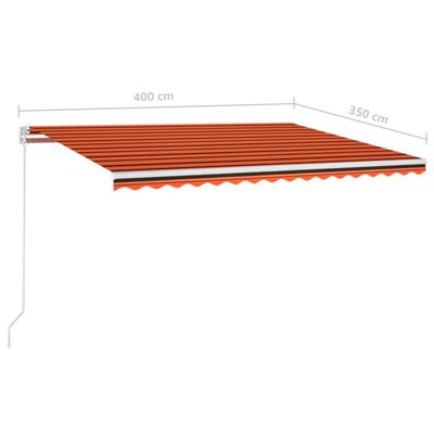 vidaXL Ročno zložljiva tenda z LED lučmi 400x350 cm oranžna in rjava