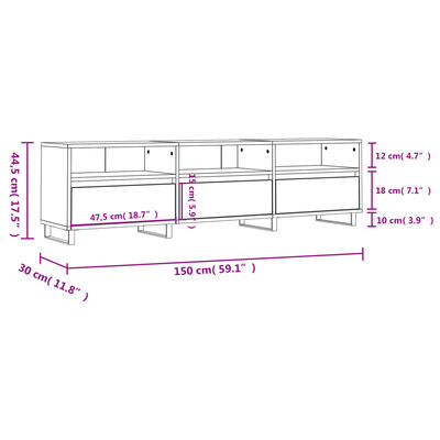 vidaXL TV omarica bela 150x30x44,5 cm inženirski les