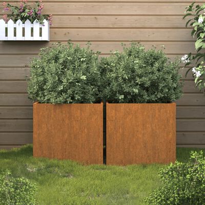 vidaXL Cvetlično korito 2 kosa 42x40x39 cm corten jeklo