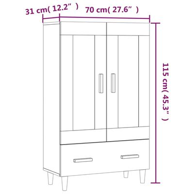 vidaXL Visoka omarica bela 70x31x115 cm inženirski les