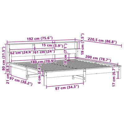 vidaXL Posteljni okvir brez vzmetnice bel 180x200 cm trdna borovina