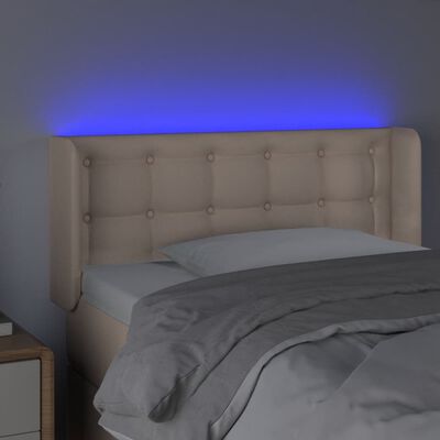 vidaXL LED posteljno vzglavje kapučino 103x16x78/88 cm umetno usnje