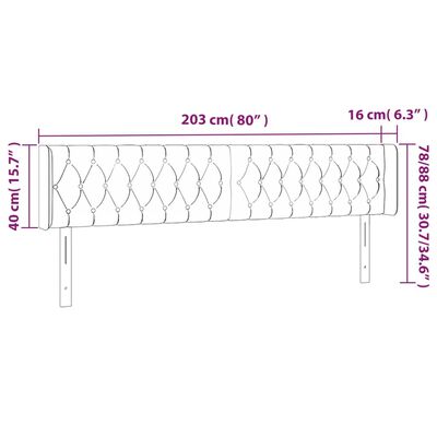 vidaXL LED posteljno vzglavje svetlo sivo 203x16x78/88 cm žamet