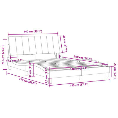 vidaXL Posteljni okvir z LED lučkami črn 140x200 cm žamet