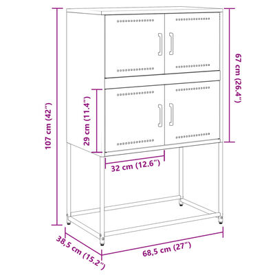 vidaXL Komoda bela 68,5x38,5x107 cm jeklo