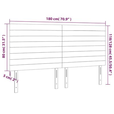 vidaXL LED posteljno vzglavje temno modro 180x5x118/128 cm žamet