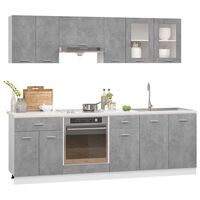 vidaXL Komplet kuhinjskih omaric 8-delni betonsko siv inženirski les