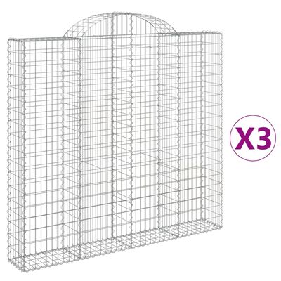 vidaXL Obokane gabion košare 3 kosi 200x30x180/200 cm pocinkano železo