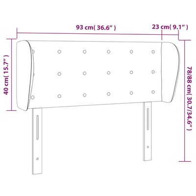 vidaXL Vzglavje z ušesi rjavo 93x23x78/88 cm umetno usnje