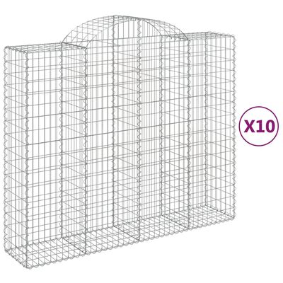 vidaXL Obokane gabion košare 10kosi 200x50x160/180 cm pocinkano železo