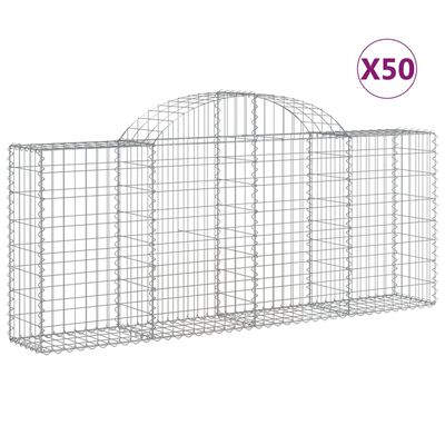 vidaXL Obokane gabion košare 50 kosov 200x30x80/100 cm cinkano železo