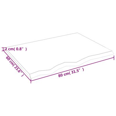 vidaXL Kopalniški pult 80x60x2 cm neobdelan trden les