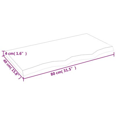 vidaXL Stenska polica 80x40x(2-4) cm neobdelana trdna hrastovina