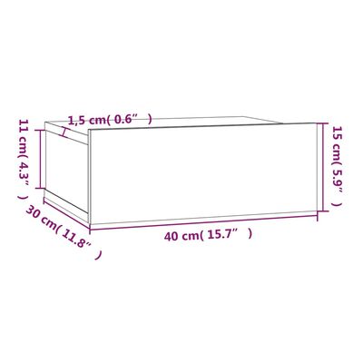 vidaXL Lebdeča nočna omarica 2 kosa rjav hrast 40x30x15 cm inž. les