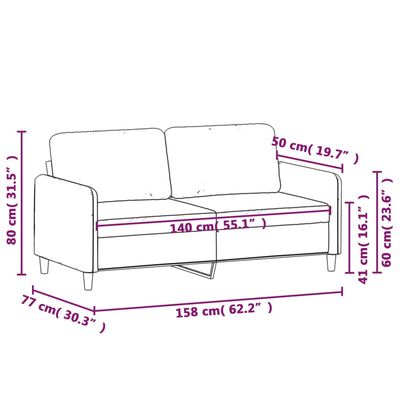 vidaXL Dvosed temno siv 140 cm blago