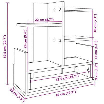 vidaXL Organizator za pisalno mizo betonsko siv 49x20x52,5 cm inž. les