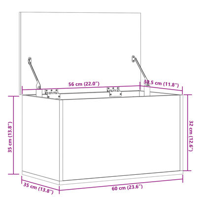 vidaXL Škatla za shranjevanje dimljen hrast 60x35x35 cm inženirski les