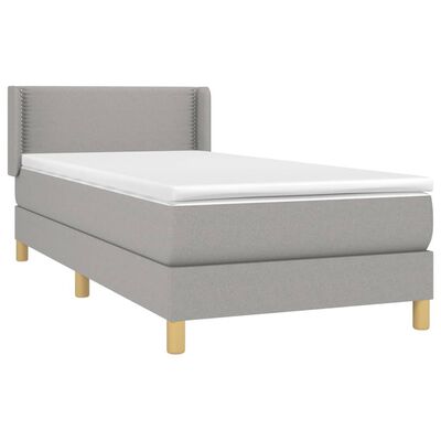 vidaXL Box spring postelja z vzmetnico svetlo siva 90x200 cm blago