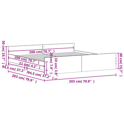 vidaXL Posteljni okvir z vzglavjem in vznožjem črn 200x200 cm