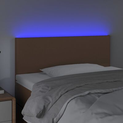 vidaXL LED posteljno vzglavje rjavo 100x5x78/88 cm umetno usnje