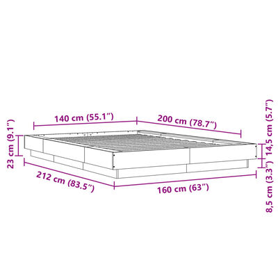 vidaXL Posteljni okvir rjav hrast 140x200 cm inženirski les