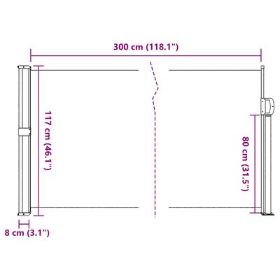 vidaXL Zložljiva stranska tenda bež 117x300 cm