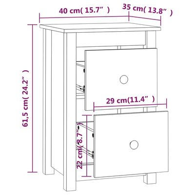 vidaXL Nočna omarica 2 kosa medeno rjava 40x35x61,5 cm trdna borovina