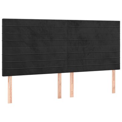 vidaXL LED posteljno vzglavje črno 160x5x118/128 cm žamet