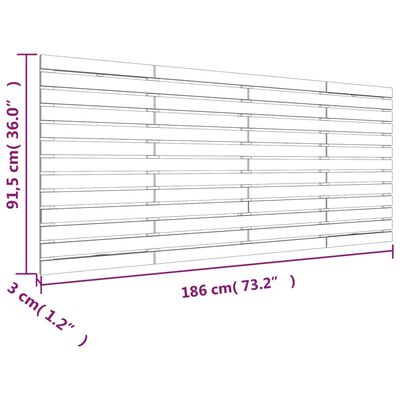 vidaXL Stensko posteljno vzglavje medeno rjavo 186x3x91,5 cm borovina