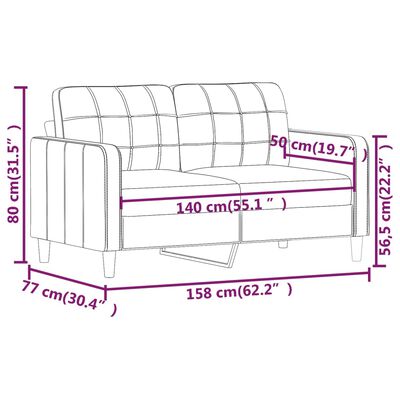 vidaXL Dvosed krem 140 cm umetno usnje