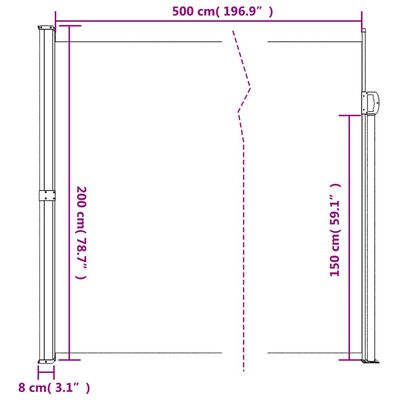 vidaXL Zložljiva stranska tenda antracitna 200x500 cm