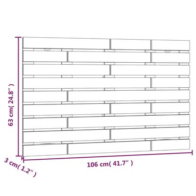 vidaXL Stensko posteljno vzglavje 106x3x63 cm trdna borovina