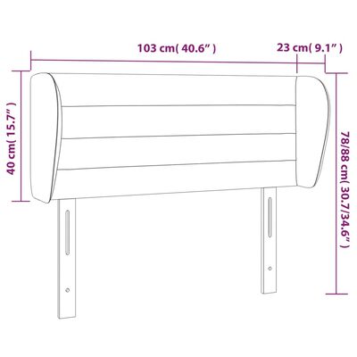 vidaXL Vzglavje z ušesi modro 103x23x78/88 cm blago