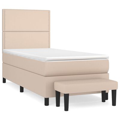 vidaXL Box spring postelja z vzmetnico kapučino 80x200 cm umetno usnje