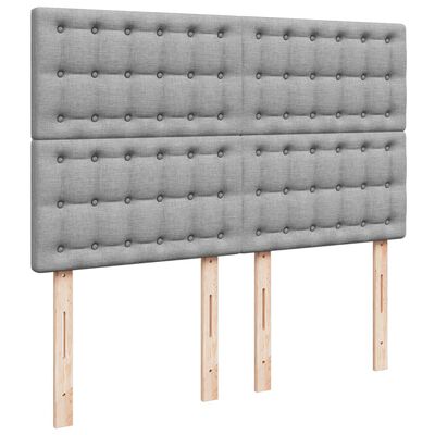 vidaXL Box spring postelja z vzmetnico svetlo siva 140x200 cm blago