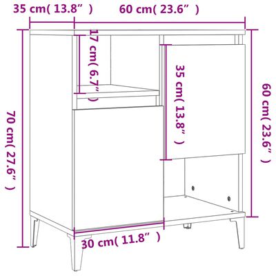 vidaXL Komoda 2 kosa črna 60x35x70 cm inženirski les