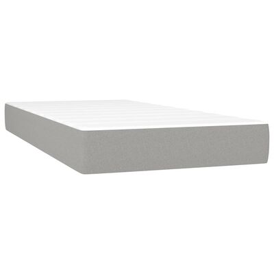 vidaXL Box spring postelja z vzmetnico svetlo siva 90x200 cm blago