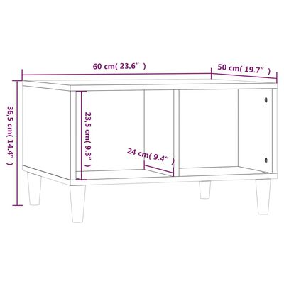 vidaXL Klubska mizica rjav hrast 60x50x36,5 cm inženirski les