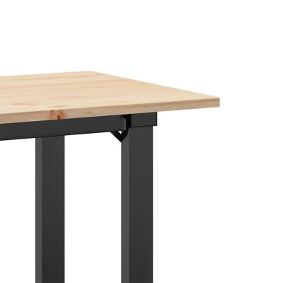 vidaXL Jedilna miza O okvir 80x50x75 cm trdna borovina lito železo