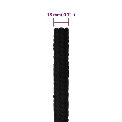 vidaXL Delovna vrv črna 18 mm 100 m poliester