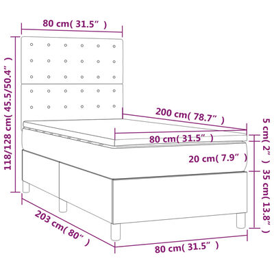 vidaXL Box spring postelja z vzmetnico roza 80x200 cm žamet