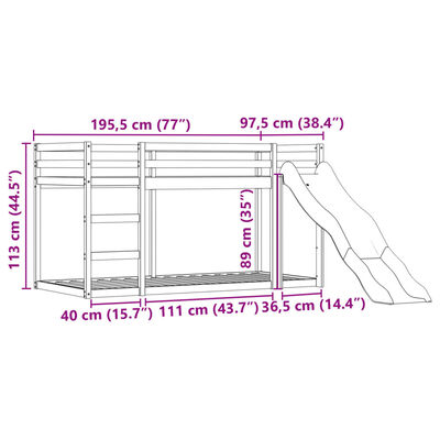 vidaXL Pograd s toboganom in zavesami bel in črn 90x190 cm