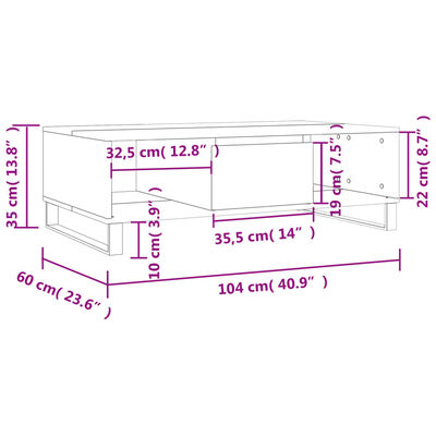 vidaXL Klubska mizica bela 104x60x35 cm inženirski les