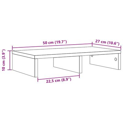 vidaXL Stojalo za monitor sonoma hrast 50x27x10 cm inženirski les