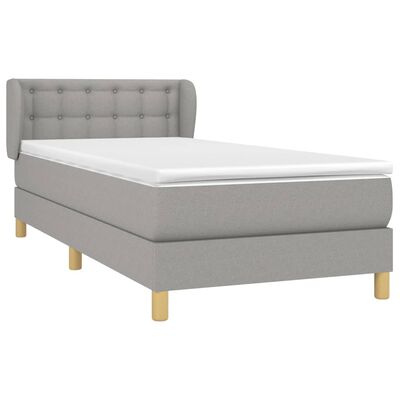 vidaXL Box spring postelja z vzmetnico svetlo siva 90x190 cm blago