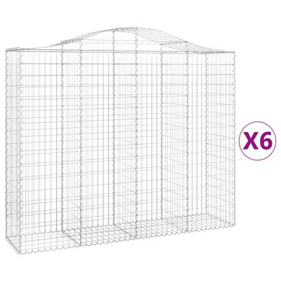 vidaXL Obokane gabion košare 6 kosov 200x50x160/180cm pocinkano železo