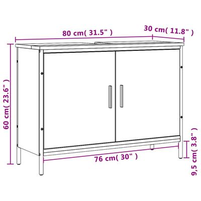 vidaXL Omarica za umivalnik siva sonoma 80x30x60 cm inženirski les