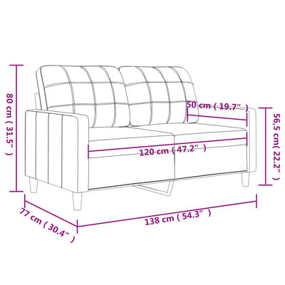 vidaXL Rabljen dvosed krem 120 cm umetno usnje