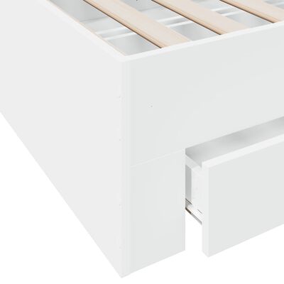 vidaXL Posteljni okvir s predali bel 150x200 cm inženirski les
